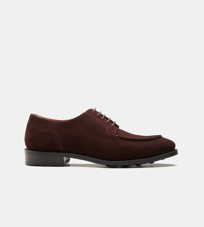 Hand-Welted Brown Suede Split Toe Derby