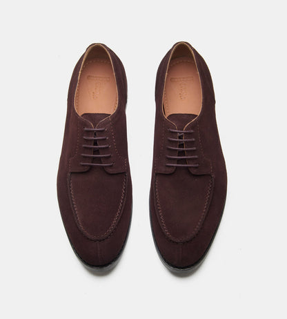 Hand-Welted Brown Suede Split Toe Derby