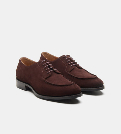 Hand-Welted Brown Suede Split Toe Derby