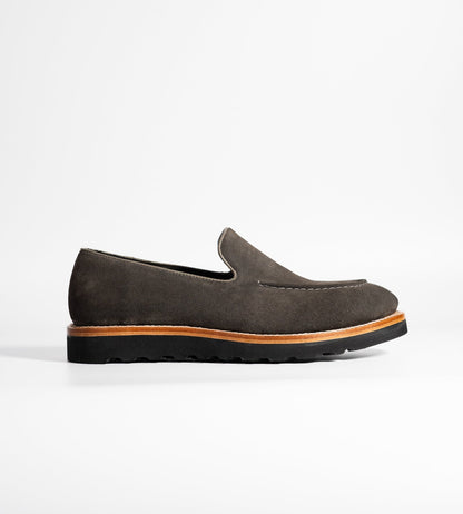 Dark Grey Suede Hand-Welted Comfort Loafers