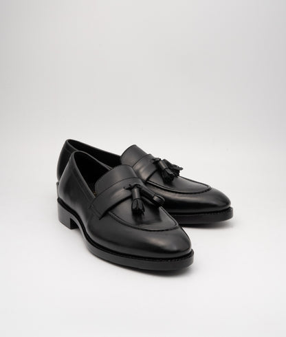 Hand Welted Black Full Grain Leather Tassel Loafer