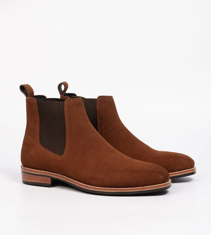 Hand-Welted Caramel Suede Wholecut Chelsea Boot
