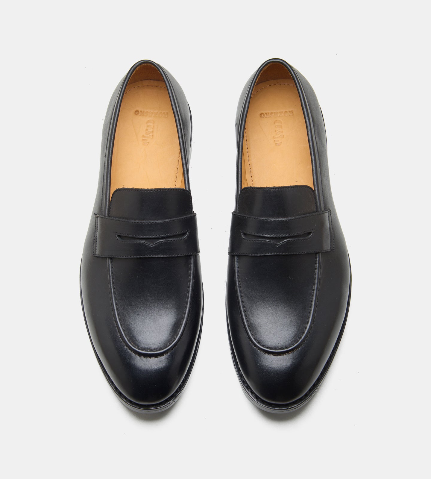 Hand-Welted Black Penny Loafer