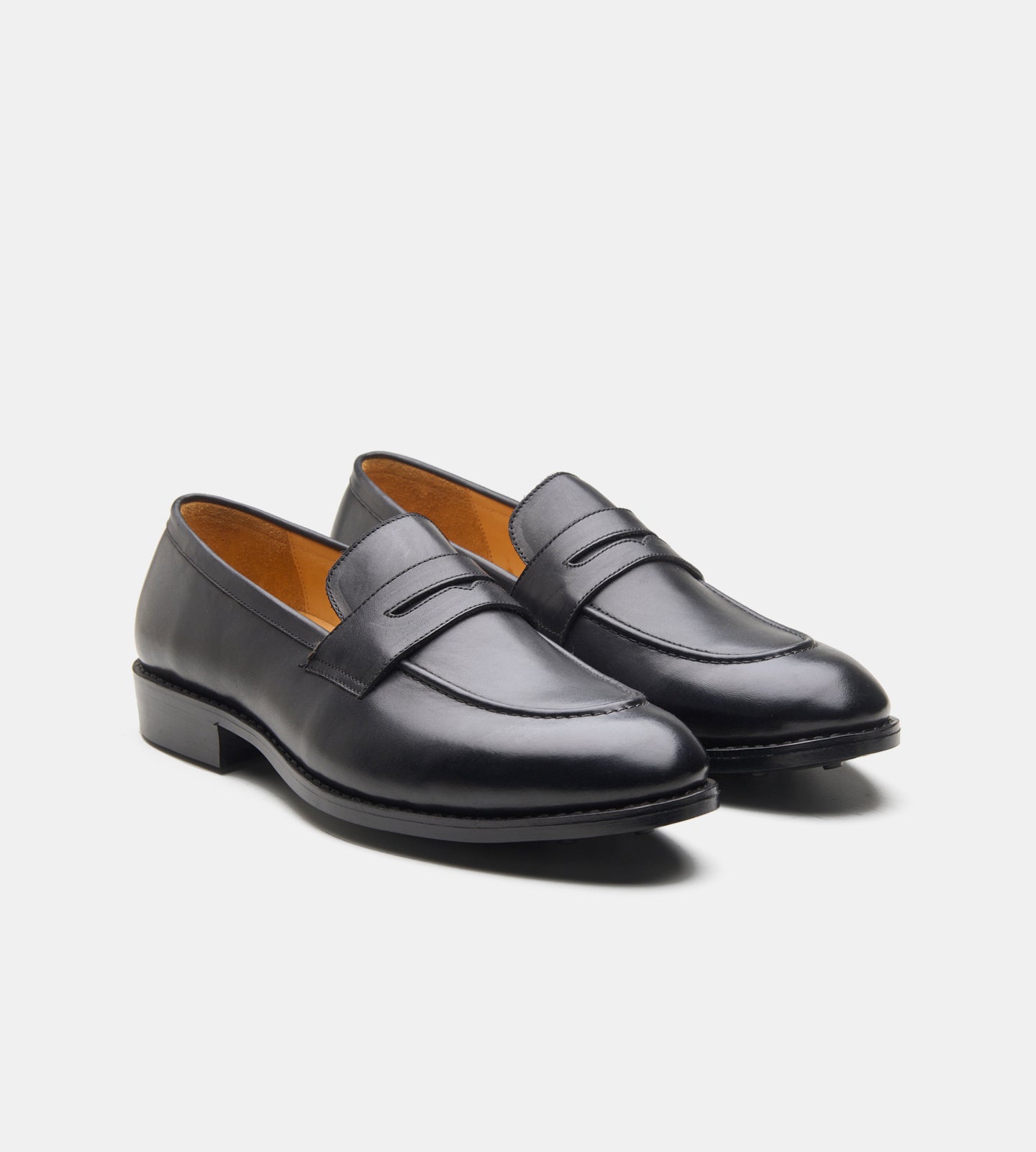 Hand-Welted Black Penny Loafer