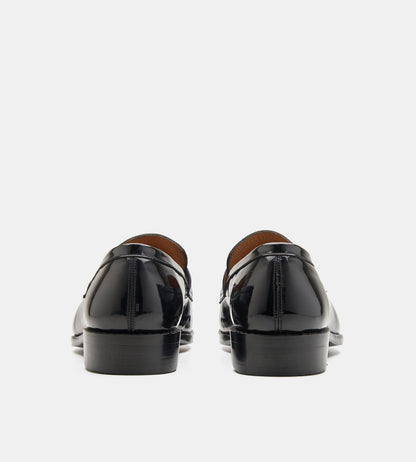 Hand-Welted Black Patent Tassel Loafers