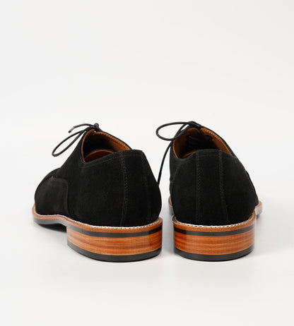 Classic Hand-Welted Black Suede Captoe Oxfords