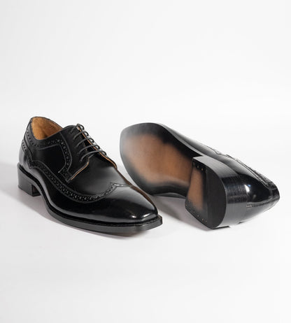 Michigan Black Calf Chiselled Toe Wingtip Derby Shoe