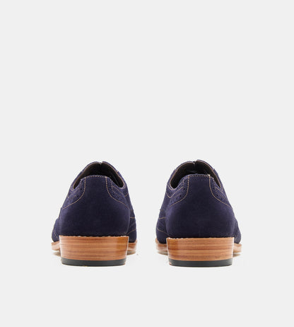 Hand-Welted Navy Suede Wingtip Oxfords
