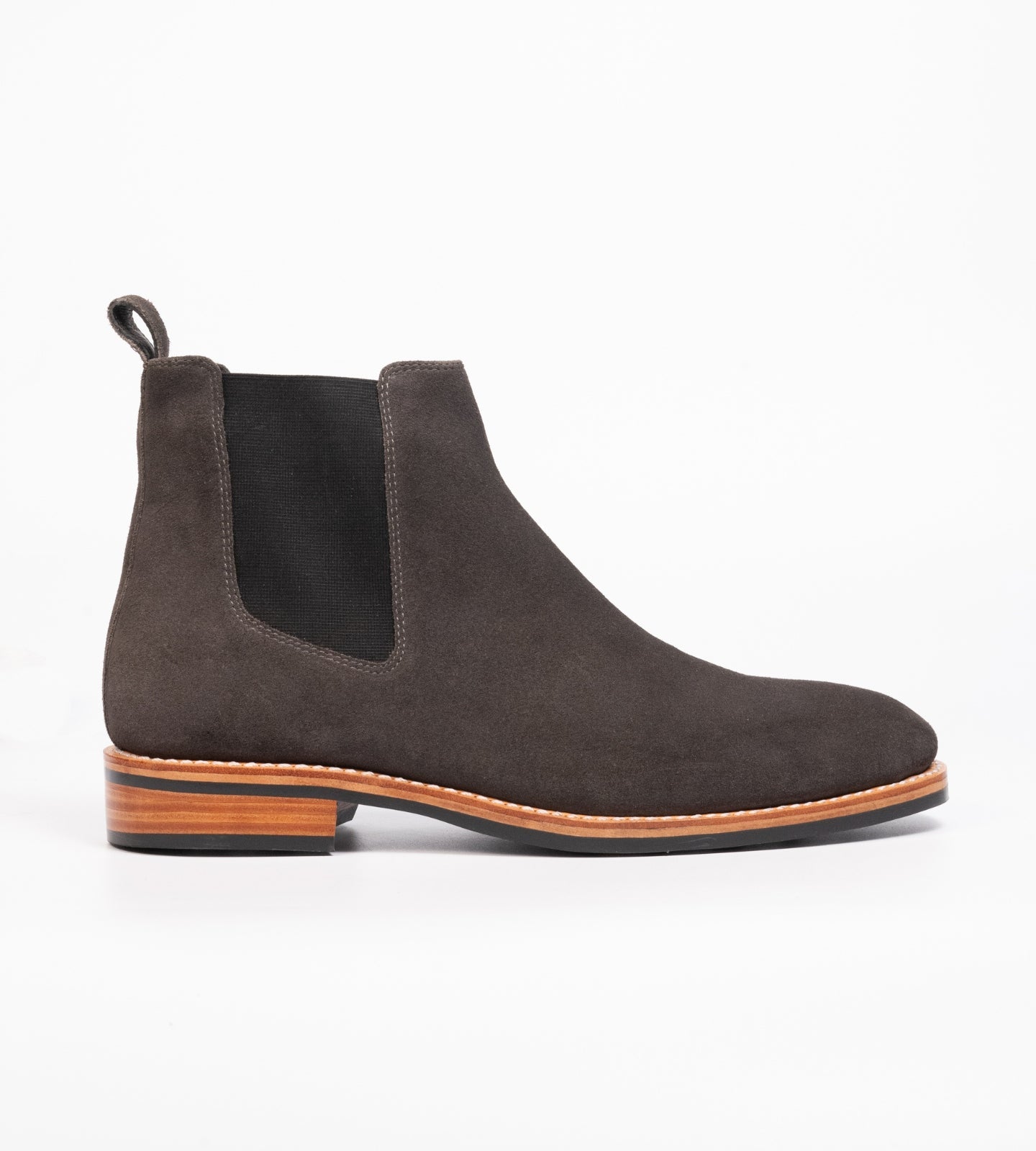 Hand-Welted Dark Grey Suede Wholecut Chelsea Boot