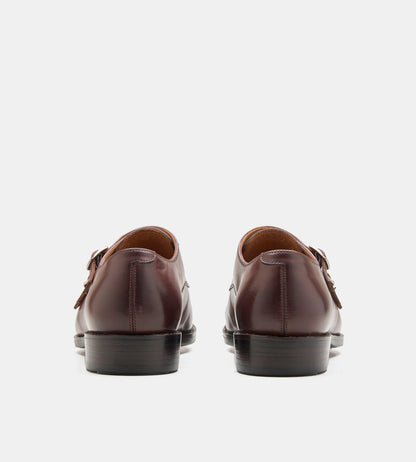 Hand-Welted Brown Double Strap Monk Shoes