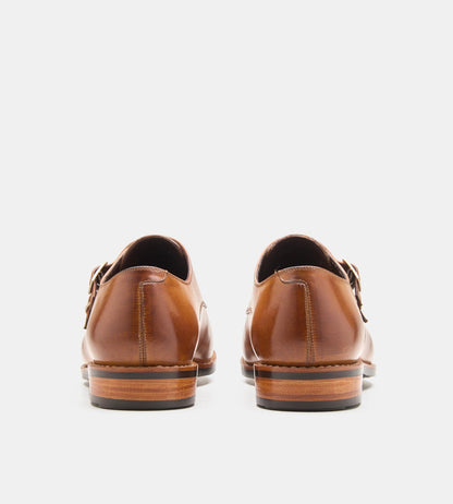 Hand-Welted Double Strap Tan Monk Shoe