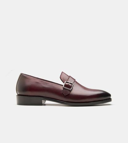 Hand-Welted Burgundy Strap Loafers