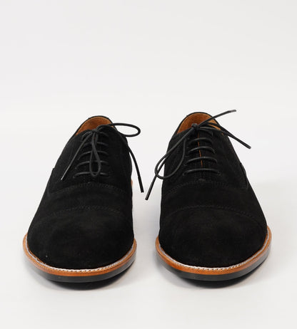 Classic Hand-Welted Black Suede Captoe Oxfords