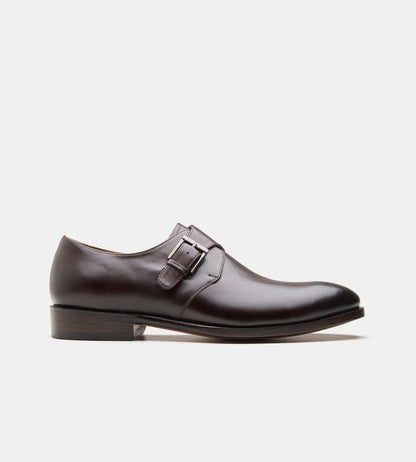 Hand-Welted Dark Brown Single Strap Monks