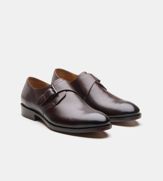 Hand-Welted Dark Brown Single Strap Monks