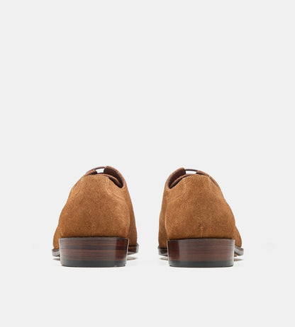 Hand-Welted Tan Suede Split Toe Derby