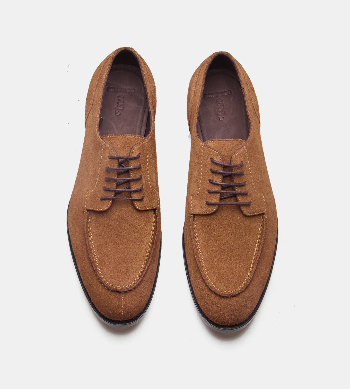 Hand-Welted Tan Suede Split Toe Derby