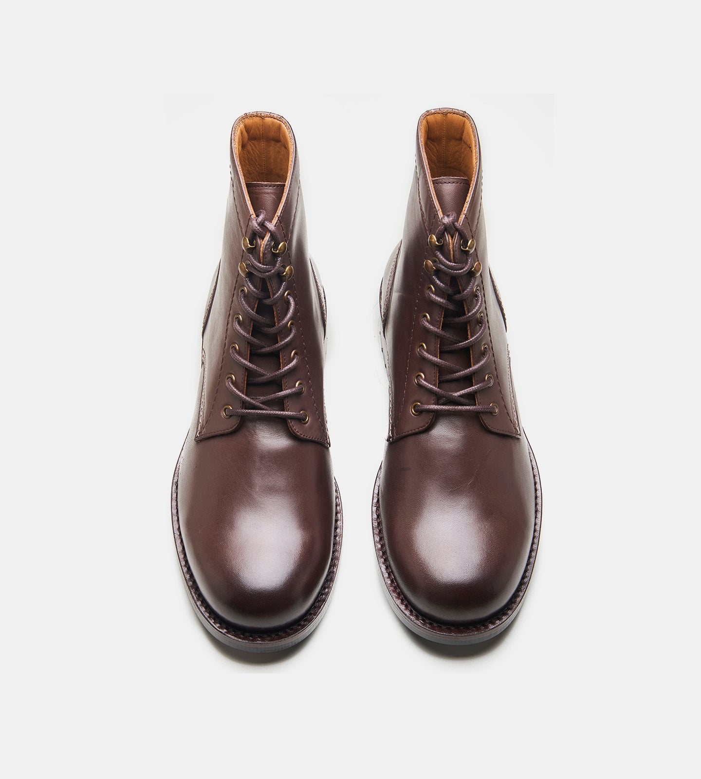 Hand-Welted Brown Plain Toe Work Boot