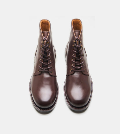 Hand-Welted Brown Plain Toe Work Boot