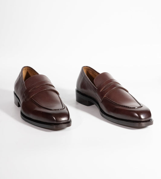 Hand-Welted Chiselled Toe Burgundy Penny Loafer