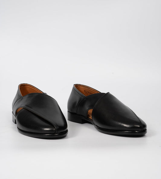 Blake Stitched Black Full Grain Leather Peshawari Shoes