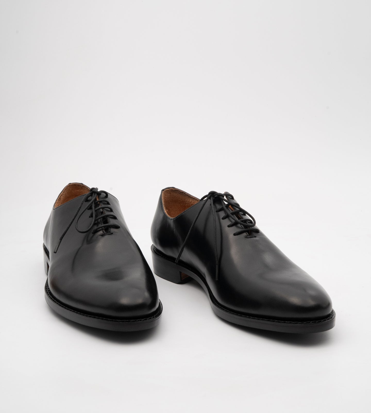 Hand-Welted Almond Toe Black Wholecut Oxfords