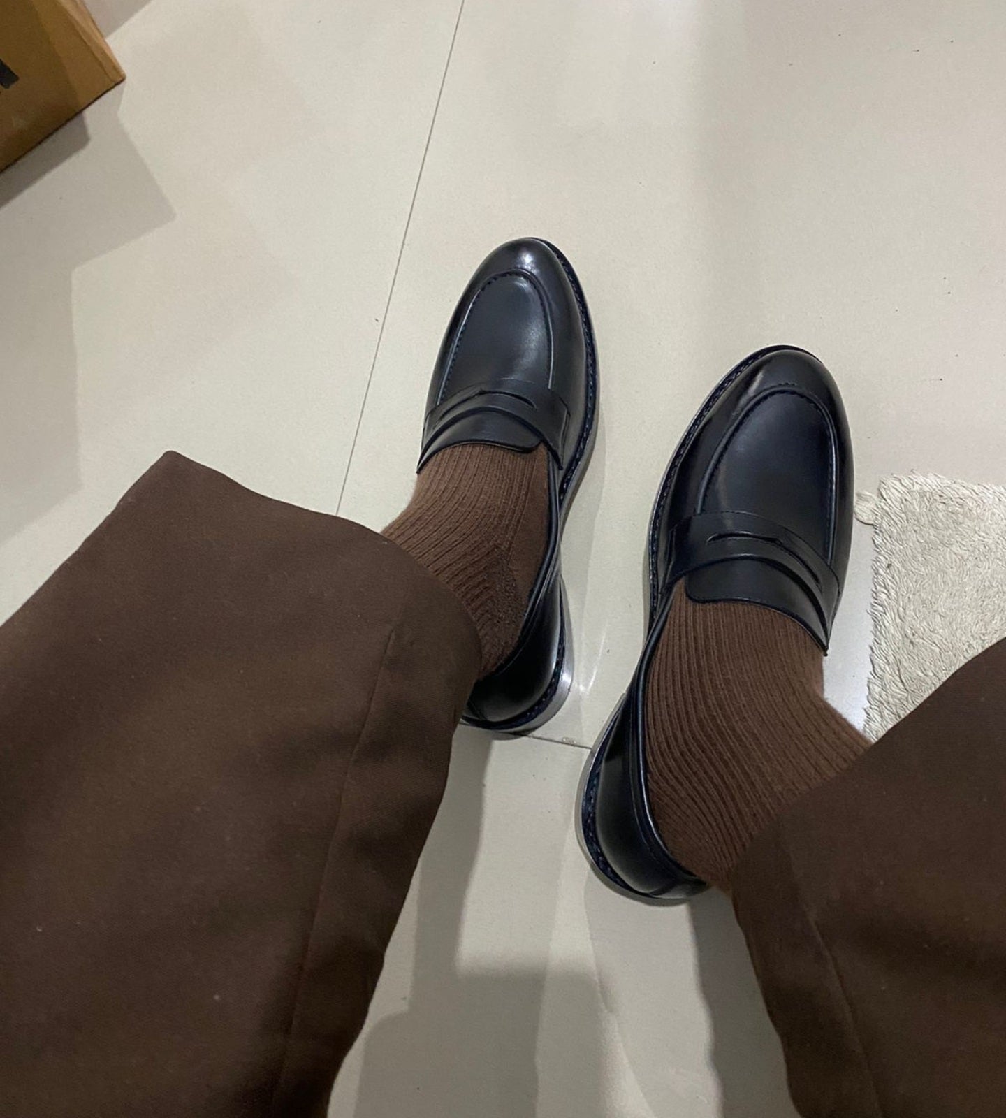 Hand-Welted Black Penny Loafer