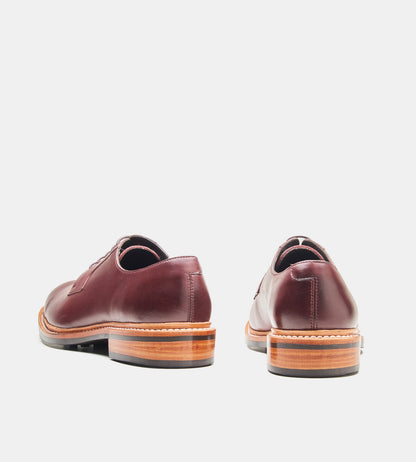 Hand-Welted Burgundy Plain Toe Blucher