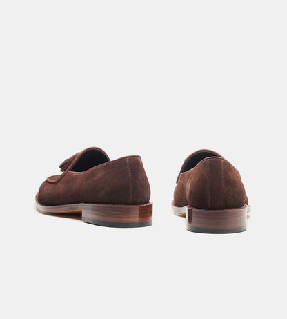 Hand-Welted Brown Suede Belgian Tassel Loafer