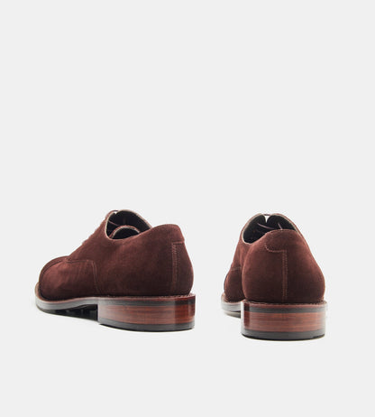 Classic Hand-Welted Brown Suede Captoe Oxfords