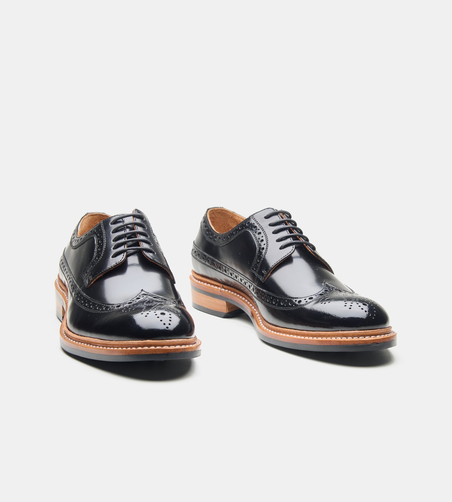 Hand-Welted Black Brush off Longwing Blucher Shoe