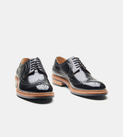Hand-Welted Black Brush off Longwing Blucher Shoe