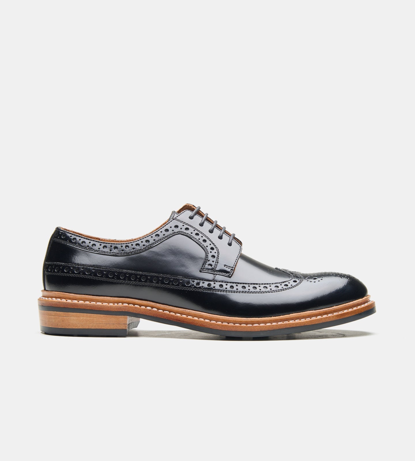 Hand-Welted Black Brush off Longwing Blucher Shoe