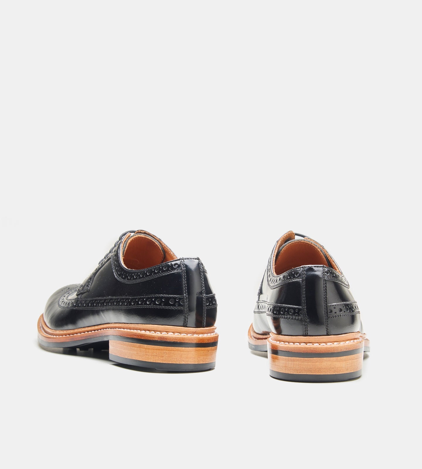Hand-Welted Black Brush off Longwing Blucher Shoe