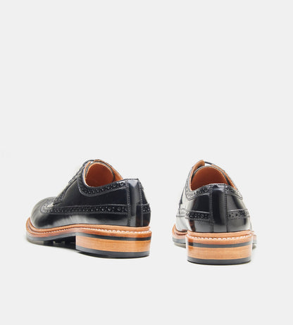 Hand-Welted Black Brush off Longwing Blucher Shoe