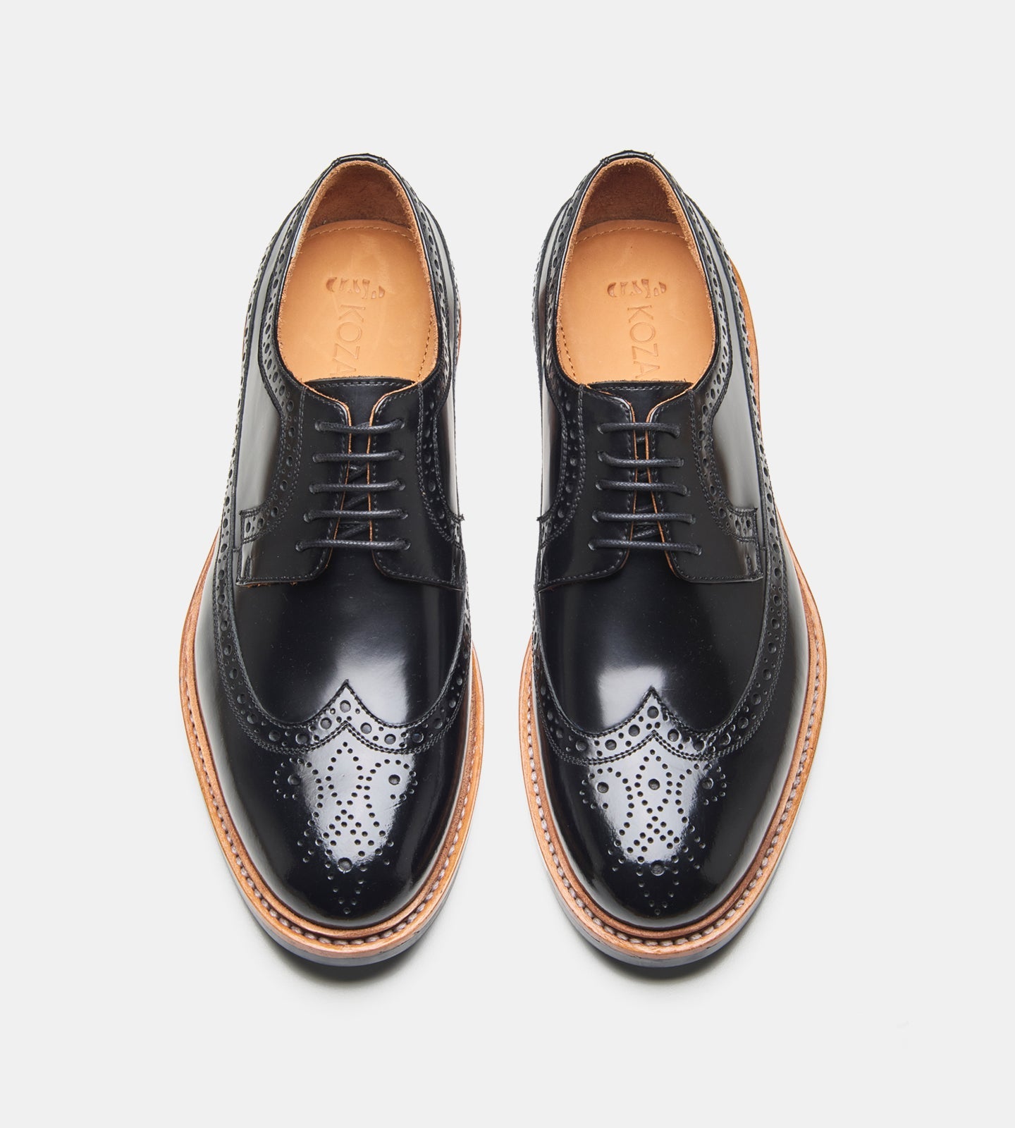 Hand-Welted Black Brush off Longwing Blucher Shoe