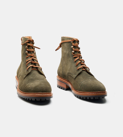 Hand Welted Olive Suede Captoe Boot