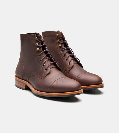 Hand-Welted Brown Oiled Leather Captoe Boot