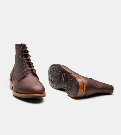 Hand-Welted Brown Oiled Leather Captoe Boot