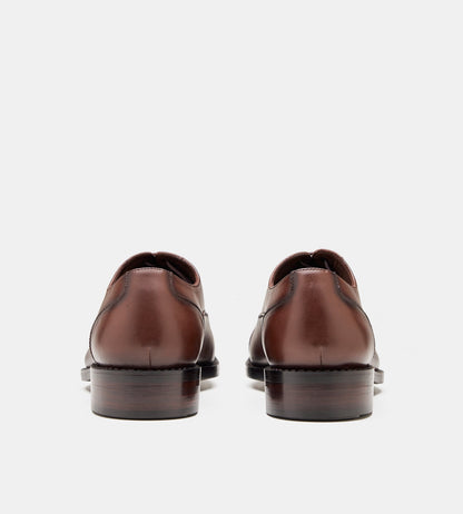 Hand-Welted Chisel Toe Brown Captoe Oxfords