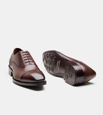Hand-Welted Chisel Toe Brown Captoe Oxfords