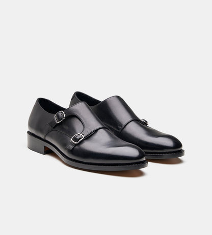 Hand-Welted Plain Toe Double Strap Monk Shoe