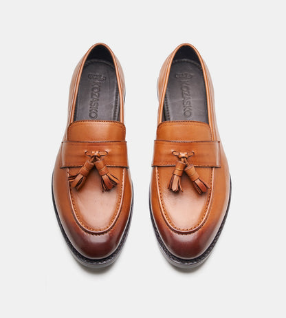 Hand-Welted Cognac Tassel Loafer