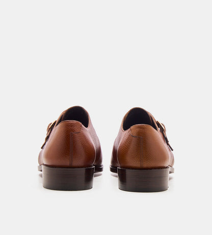 Hand-Welted Tan Waxy Milled Double Monk