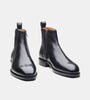 Hand-Welted Black Crust Zipper Chelsea Boot
