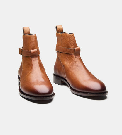 Hand-Welted Tan Wax Milled Jodhpur Boot