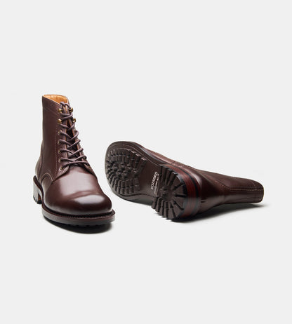 Hand-Welted Brown Plain Toe Work Boot
