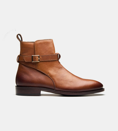Hand-Welted Tan Wax Milled Jodhpur Boot