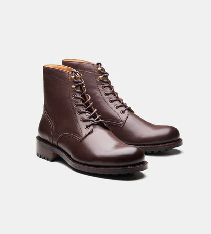 Hand-Welted Brown Plain Toe Work Boot