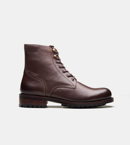 Hand-Welted Brown Plain Toe Work Boot